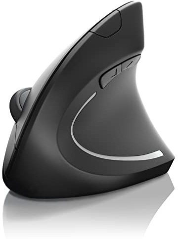 CSL - Souris Optique TM137U Modèle Verticale - Design Ergonomique - prévention du Syndrome de la Souris de l'épicondylite - particulièrement reposant pour Le Bras - Souris sans Fil - 5 Boutons
