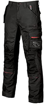 U-Power Race, Pantalon de Travail pour Homme, Pantalon Cargo à Taille élastique, avec Poches genouillères, Multi-Poches, Tissu Confortable, vêtement extérieur résistant et Durable (Black Carbon 52)