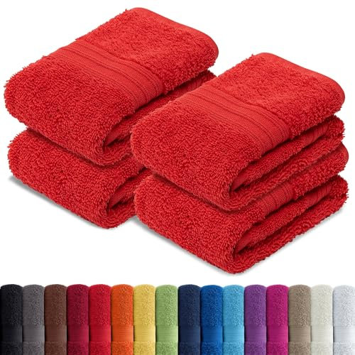 AR Line 4er Pack zum Sparpreis, Frottier Handtuch-Serie - in 7 Größen und 16 Farben 100% Baumwolle 500 g/m², 4er Pack Gästetücher (30x50 cm) in Rot