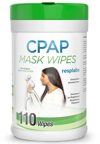 resplabs CPAP Mask Wipes, 110 Count Unscented - Safe for All CPAP Masks, Cushions, and Supplies - Daily Use Cleaning Wipes