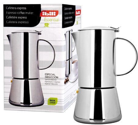 IBILI - Cafetera express Essential, 10 tazas, 500 ml, Acero Inoxidable, Apto para inducción