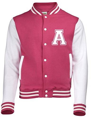 PERSONNALISE Baseball Veste avec Votre Initial et prenom Taille 3-4ans en Fushia ET Blanc