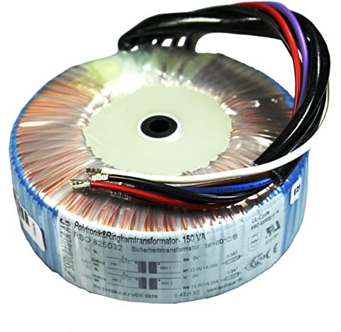 Lumonic transformador toroidal 150VA 2x6V para sistemas de audio, industriales, halógenos y carriles - tensión de entrada 230V - tensión secundaria 12V - modelo RSO-825030