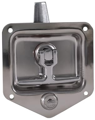 Buyers Products L8835 T-Handle Latch, Locking 3-Point Latch with Gasket, with 2 Keys, Polished Stainless Steel, for Truck Bed Tool Boxes, Trailer Doors, RVs, Campers, Truck Cap Latch