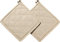 REDBEST Topflappen 2er-Pack Seattle, 100% Baumwolle beige Größe 20x20 cm - innen hitzebeständige Wattierung, außen feines, glattes Gewebe, mit Schlaufe (weitere Farben)
