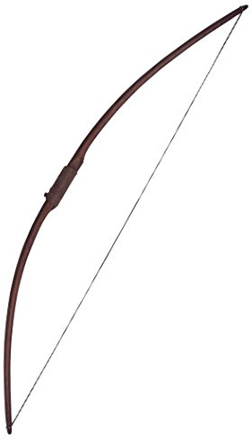 Battle Merchant Arco Lungo Agincourt 58 Pollici, Marrone Scuro, incl. Corda - 15-40 lbs - Medioevo - Larp - Vichingo Arco - 35 lbs