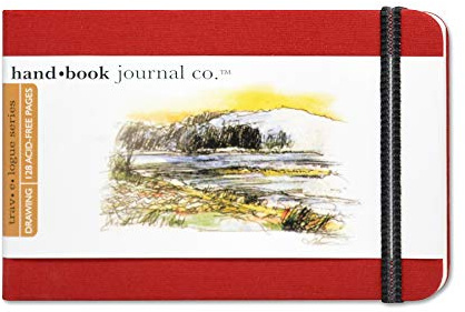 Speedball Drawing Journal Book 3.5 x 5.5 Landscape Vermilion Red, Art Sketch Paper For Pen, Ink, Pencil, Markers, For Adult, Kid