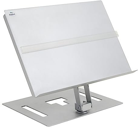 Dataflex Addit Dokumentenhalter - Verstellbar Silber, Ergonomische Lösung für Dokumente bis zum Format A3, Höhe, Tiefe und Winkel verstellbar, Inklusive magnetischem Lineal, Aus Stahl