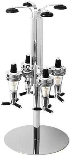 Oypla Four Bottle Rotating Spirit Drink Dispenser Stand Bar Shot Measurer