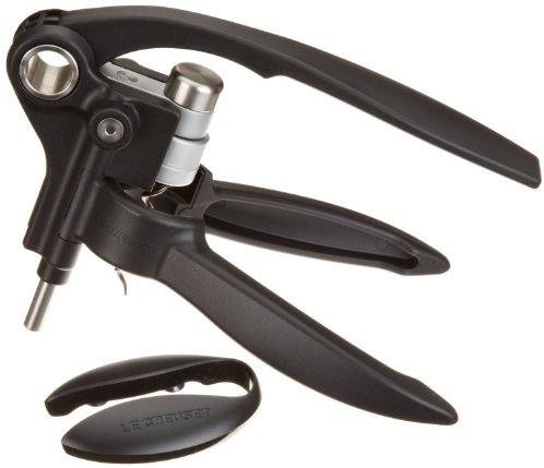 Le Creuset, Coffret Tire-Bouchon Professionnel et Coupe-Capsule Assorti, Extraction des Bouchons de Vin, Noir/Argenté, Polyamide, LM250