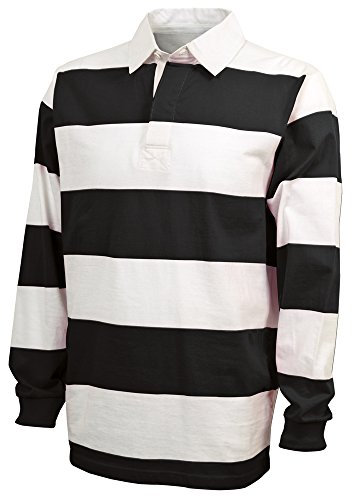 Charles River Apparel Herren Klassisches Rugby-Shirt Hemd, schwarz/weiß, L