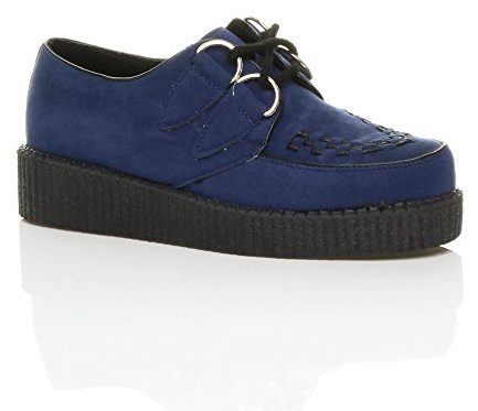 AJVANI Womens Ladies Flat Platform Wedge lace up Goth Punk Creepers Shoes Boots Size.