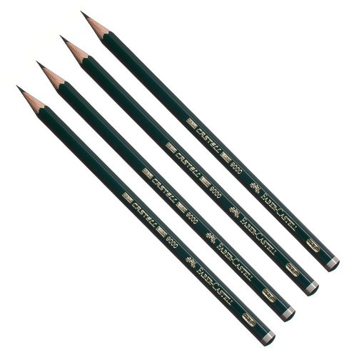 Faber-Castell Diverse Castell 9000 Grafitpenna, blyertspenna, 5H, för konst, hantverk, ritning, skissning, hem, skola, universitet, färgläggning