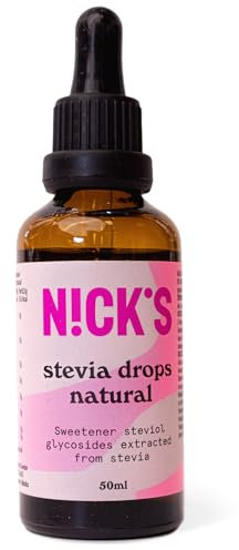 NICKS Stevia Drops (50ml) Natural Sugar Free Zero Calorie Liquid Keto Sweetener Gluten Free Low Carb Sugar Substitute Alternative (Pack of 1)