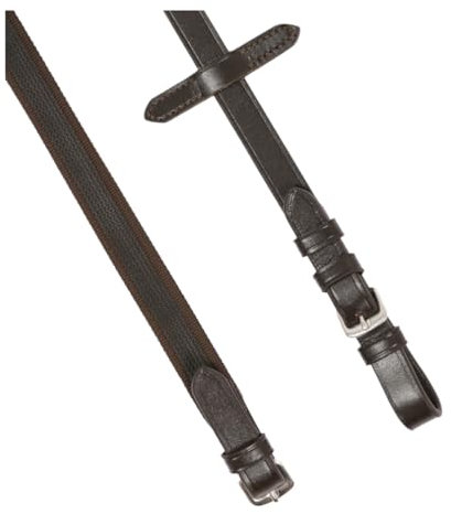 Hans Melzer Horse Equipment Zügel feingummiert, braun/messing, Extra Warmblut