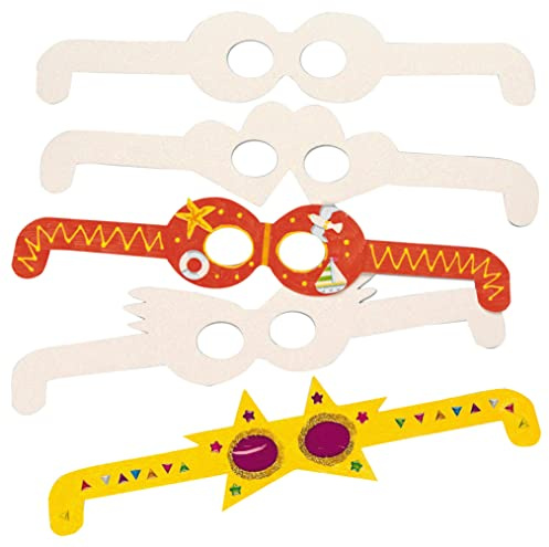 Baker Ross ET608 Design Your Own Glasses, Blanks for Kids to Paint and Decorate for Arts and Crafts Activities (Pack of 12), White, 35cm