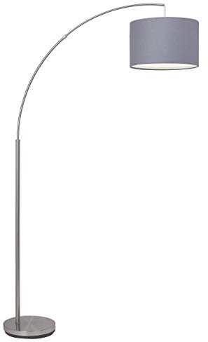 Brilliant Lampe Clarie Bogenstandleuchte 1, 8m eisen/grau | 1x A60, E27, geeignet für Normallampen (nicht enthalten) | Mit Fußschalter