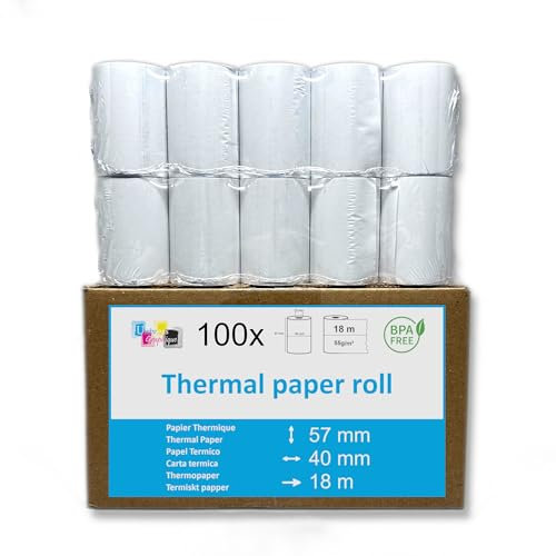 100 EC-Cash Thermorollen 57 x 40 x 12 für EC-Gerät und Zahltabletten mit Thermodrucker Bisphenol-A frei Ø40 mm