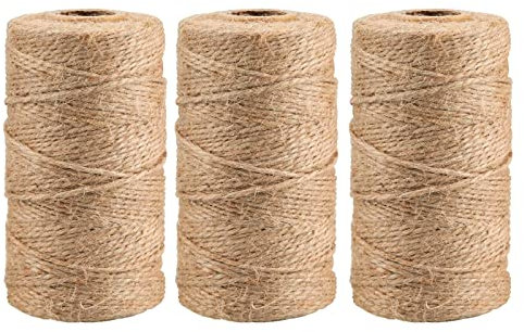 jijAcraft 3mm Cordel de Yute Natural, 100 Metros Cuerda de Yute Natural, 2 Capas Hilo de Yute Marrón, para Jardín Papel de Regalo Ideas DIY Manualidades
