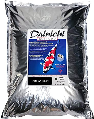 Dainichi Koi Fish Food, Premium 22 lb Bag – Large Floating Pellets (8.5 mm) for Koi, Goldfish and Pond Fish – High Protein Formula – Enhances Color and Vitality