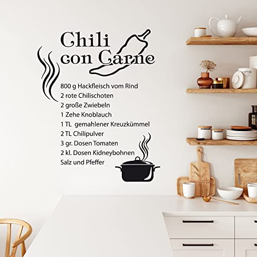 GRAZDesign WandtattooKüche Chili con Carne Rezept | Küchenaufkleber selbstklebend - 50x40cm / 073 dunkelgrau