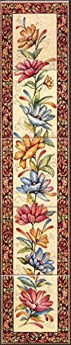 Alhambra Ceramic Tile Mural 5 Decorative Tiles 6 Flowers Trellis Hand Decorated in UK