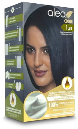 ALEA - Tinte Pelo Mujer - Alea Color - Nº 1.88 K - Color Negro Azul Intenso - Coloración Permanente en Crema - con Aceite de Argán y Macadamia - Cobertura de Canas - Máxima Protección y Cuidado