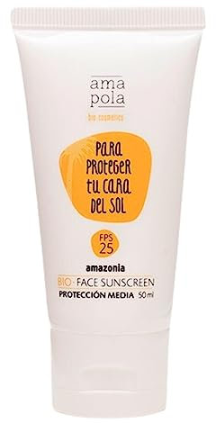 AMAPOLA BIO-COSMETICS - Protector Solar Facial 25 - Crema Solar Ecológica - Filtro Mineral Óxido de Zinc - Hidratante y Biodegradable, 50 ml