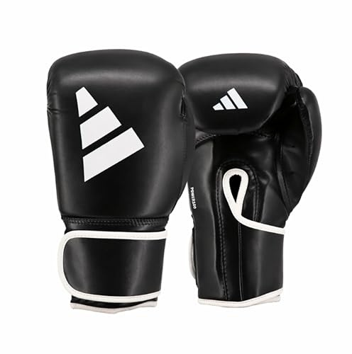 adidas 100 Boxing Gloves - with PU Outer Shell, Intermediate Level Training Gloves for Fitness Classes, Boxing Bag Workouts, and Sparring, Suitable for Men, Women, and Kids - 14oz, Black