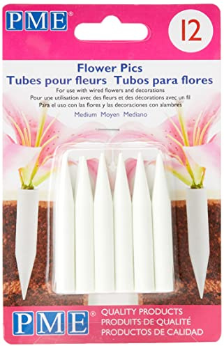 PME FP301 Lot de 12 Tubes Moyens pour Fleurs, Plastique, Blanc, 0.8 x 0.8 x 5.6 cm