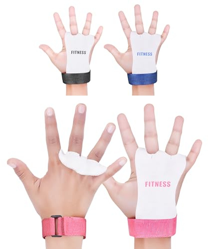 FITNESS Gymnastics Grips for Kids & Youth Leather Palm Protector Bar Gloves for Girls & Boys - Junior Gymnastic Equipment for Bars, Pull-ups, Kettlebells Adjustable Wrist Support