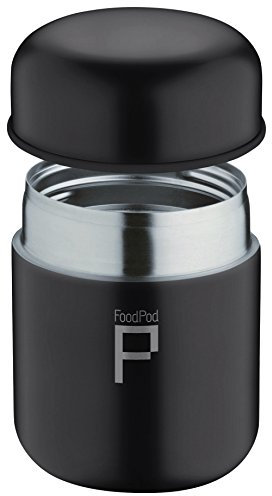 Drink Pod Stainless Steel Vacuum Insulated Leak-Proof Foodpod Capsule Flask 6 Hours Hot 24 Hours Cold, Matt Black, 280ml