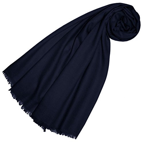 Lorenzo Cana Pashmina Damen Schal Schaltuch 100% Kaschmir leicht kuschelweich Kaschmirschal Kaschmirtuch Kaschmirpashmina einfarbig dunkelblau 78300
