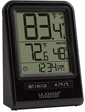 La Crosse Technology 308-1409BT-CBP Wireless Temperature & Humidity Station with Time , Black