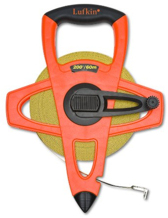 Crescent Lufkin 1/2 x 60m/200' Hi-Viz® Orange Fiberglass SAE/Metric Dual Sided Tape Measure - FM060CME