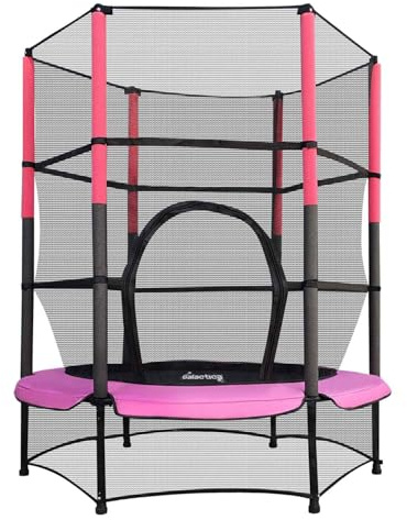 Trampoline junior FoxHunter de 140 cm, avec filet de sécurité pour enfants, activités en intérieur et en extérieur, couleur rose