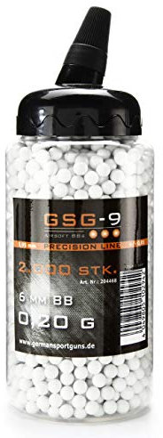 0,20g GSG-9 6mm BBS 2.000 Softairkugeln 0,20 BB Kugeln gratfrei poliert in Speedloader Flasche Airsoftkugeln Softair Munition Airsoft BBS Airsoft Munition BBS Luftpistole Luftgewehr Softairwaffe
