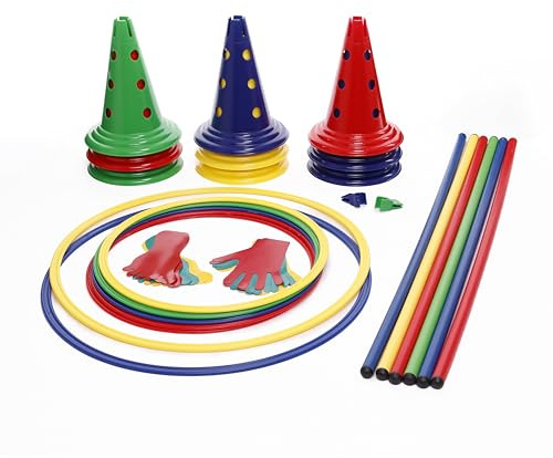 Italveneta Didattica - Kit Psicomotorio Modello C per Bambini, Set Educativo Multicolore con 25 Pezzi per Esercizi di Ginnastica e Agilità, Adatto da 3 a 10 Anni