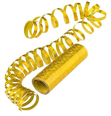 Party Deco Lot de 18 serpentins holographiques scintillants – Doré – 3,8 m – Pour mariage, carnaval, anniversaire, Nouvel An, décoration