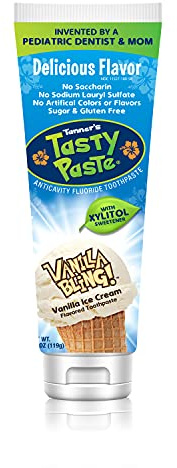 Tanner's Tasty Paste Vanilla Bling - Anticavity Fluoride Children’s Toothpaste/Great Tasting, Safe, and Effective Vanilla Flavored Toothpaste for Kids (4.2 oz.)