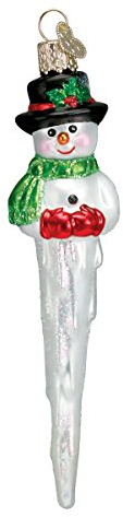 Old World Christmas Icicle Snowman Glass Blown Ornament for Christmas Tree, Handcrafted Holiday Decoration, Icicle Collection