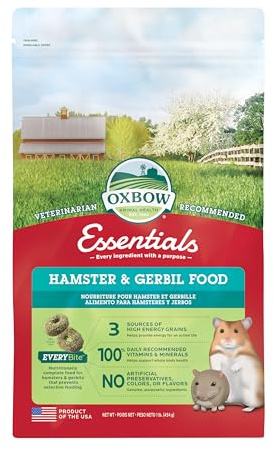 Oxbow Essentials Hamsterfutter und Rennmausfutter, Vitamin- und Mineralstoffreich, tägliche Ernährung für Hamster & Rennmäuse, tierärztliche Formulierung, Kleintierprodukte