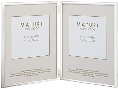 Maturi Cornice portafoto doppia placcata in argento - Ritratto con bordo sottile 15 x 20 cm