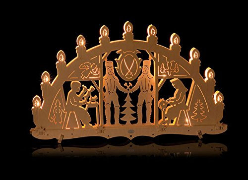 Schwibbogen Gross innenbeleuchtet, Bergmann traditionell Lichterbogen Weihnachtsdekoration Erzgebirge