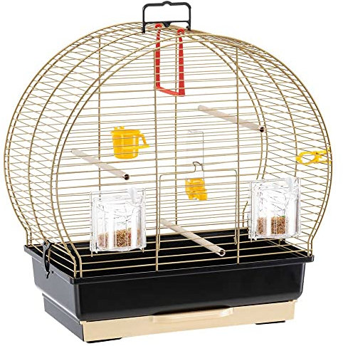 Ferplast Gabbia per Uccelli LUNA 2 Gabbia per Canarini, Bengalini, Cocorite, in Metallo, Accessori inclusi Posatoi Mangiatoie Girevoli, 44,5 x 25 x h 45,5 cm.