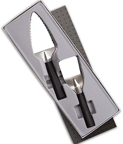 Rada Cutlery Serving Gift Set (G237), 2-Piece Serrated Pie Server and Mini Server Set, Black Handle