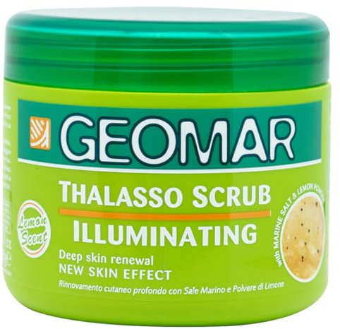 GEOMAR | Illuminierendes Thalasso Peeling, Tiefenerneuerung der Haut, Neuer Hauteffekt, mit Meersalz, Zitronenpulver und Spurenelementen aus dem Toten Meer, Made in Italy, 600 g