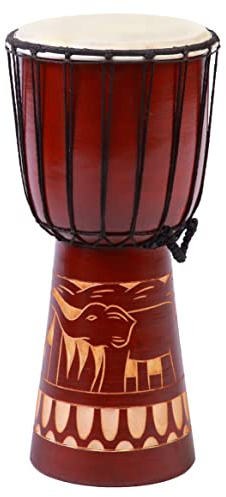 40 cm Djembe Drum – Handcrafted Wooden Bongo with Elephant Carving, Ideal for Children and Beginners – Excellent Sound