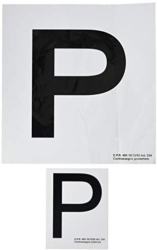 4R Quattroerre.it - 1570 - Contrassegno Adesivo “P” Principiante, Set di 2 Pezzi Anteriore + Posteriore