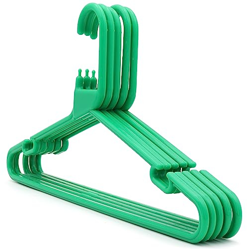 The Hanger Store 100 Green Plastic Heavy Duty Coat Hangers for Clothes | Strong Coat hangers, Adult Coat Hangers with Trouser Bar and Notches Suitable for Jackets, Suits, T-Shirts, Trousers